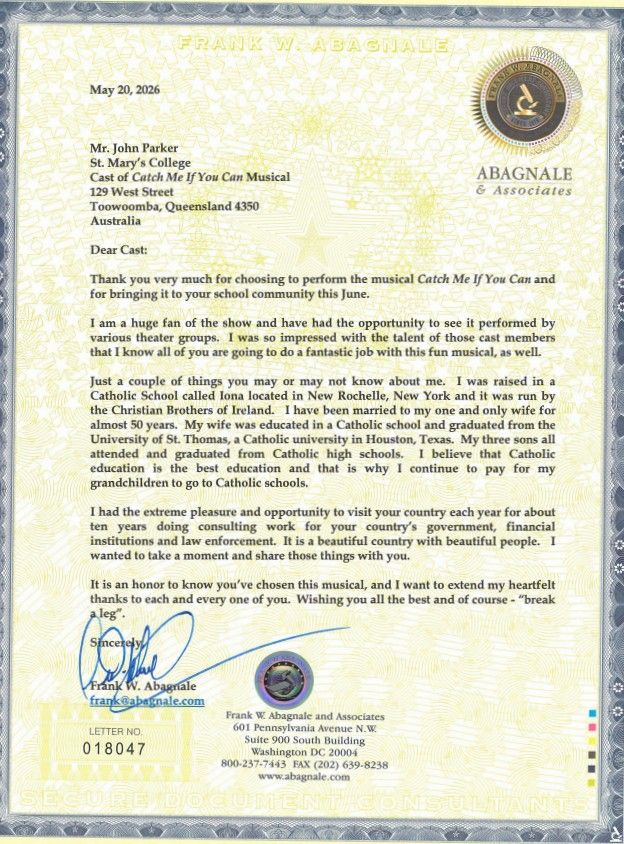 A Letter Across the World Inspires the Cast of Catch Me If You Can – The Musical