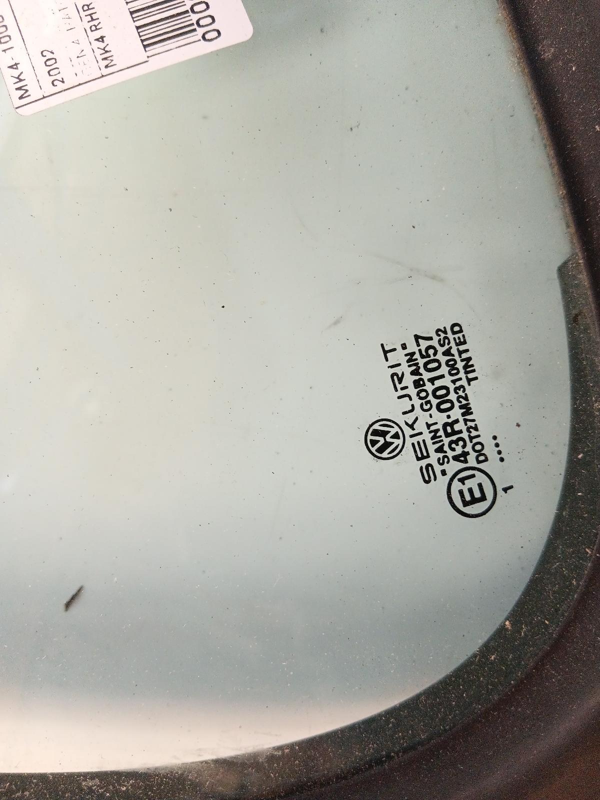 2002 Volkswagen Golf Right Rear 1/4 Door Glass View Auto part Right Rear 1/4 Door Glass Volkswagen Golf 2002