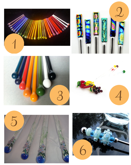 Etsy Glass Swizzle Sticks Polka Dot Bride