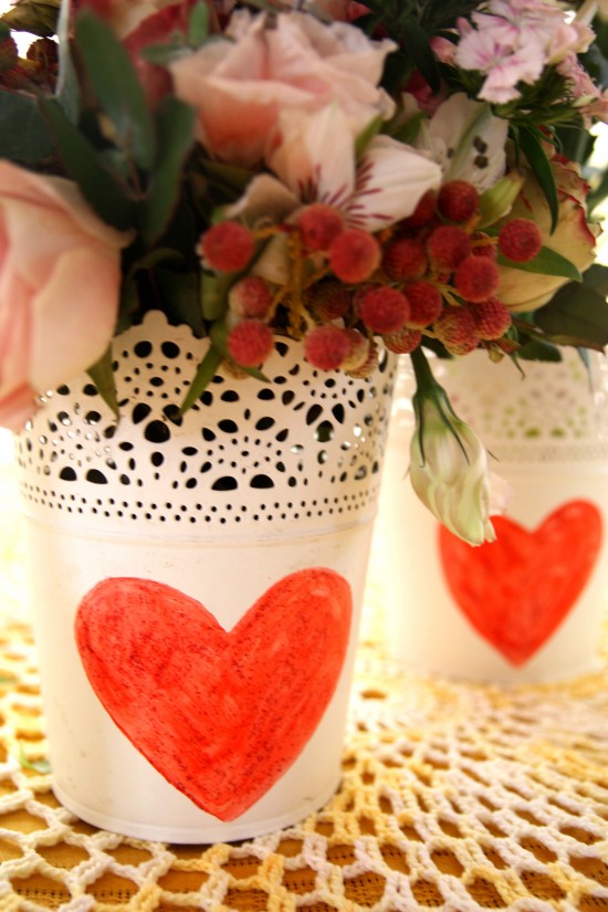 DIY Glitter Love Heart Pots Tutorial Polka Dot Bride