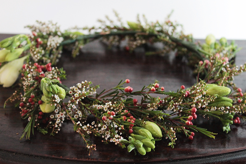 DIY Floral Head Wreath Polka Dot Bride