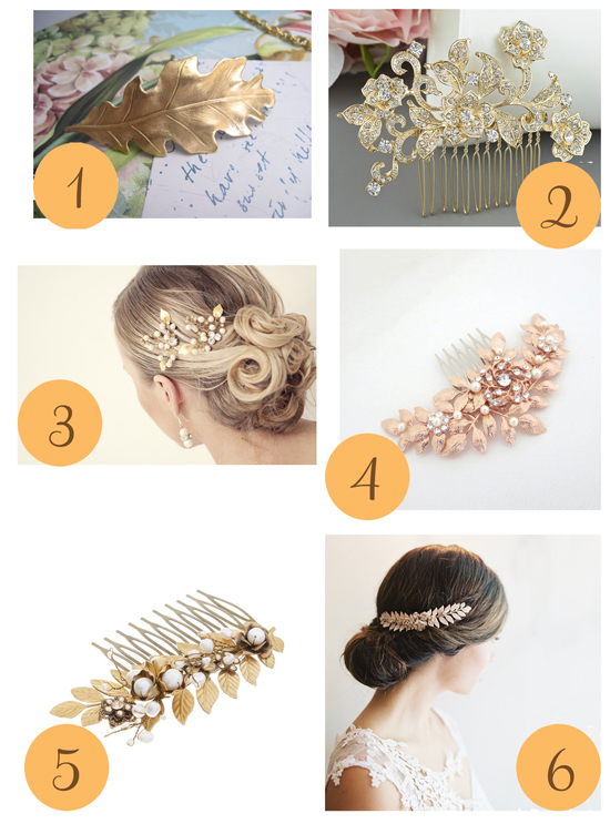 Gold Leaf Hair Accessories Polka Dot Bride