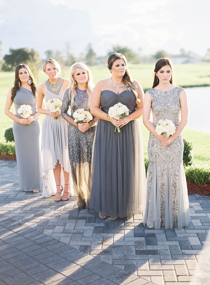 Sparkling Silver Bridesmaid Dresses - Polka Dot Bride
