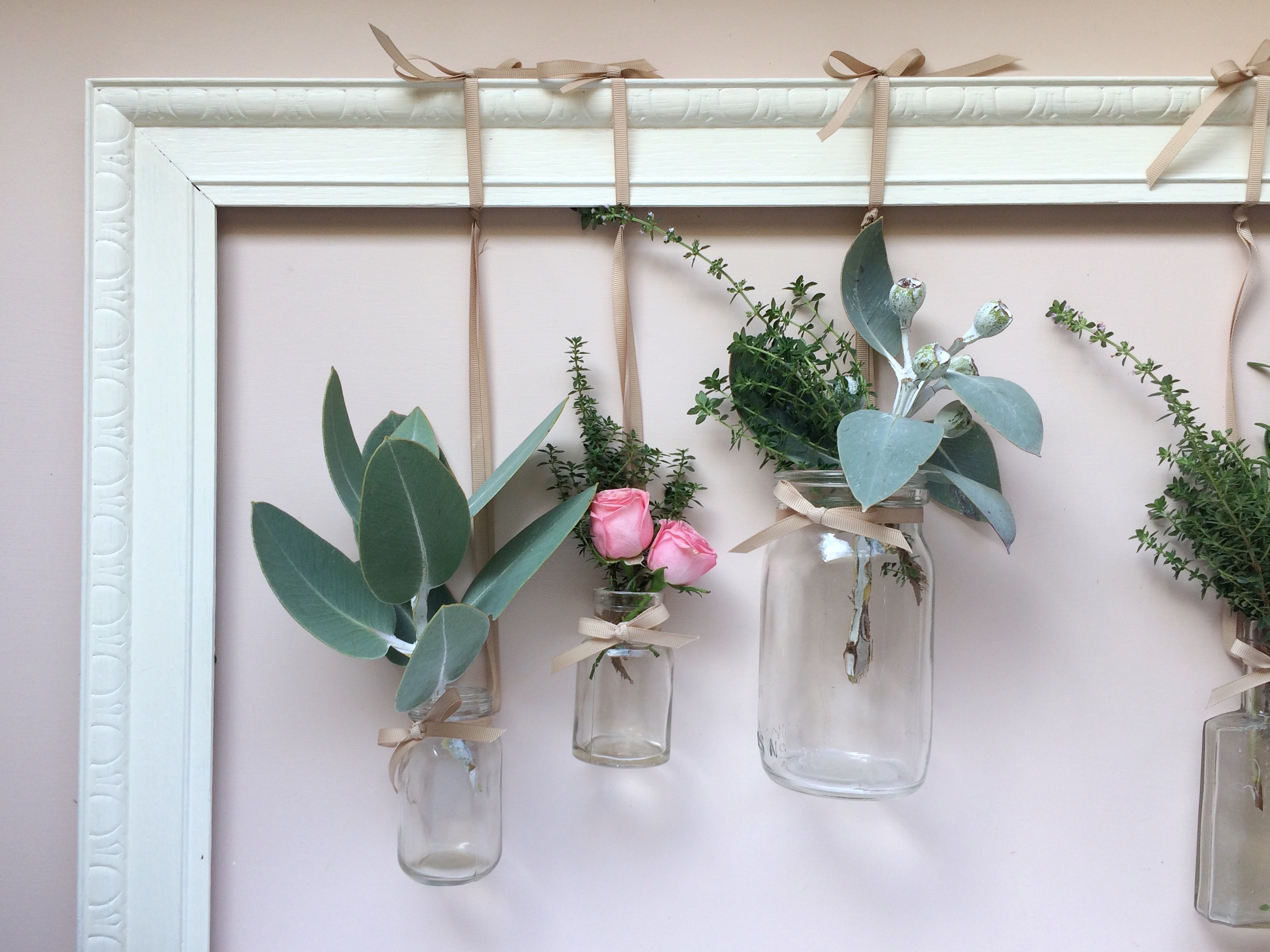 Framed Flower Hanging Jars Tutorial Polka Dot Bride