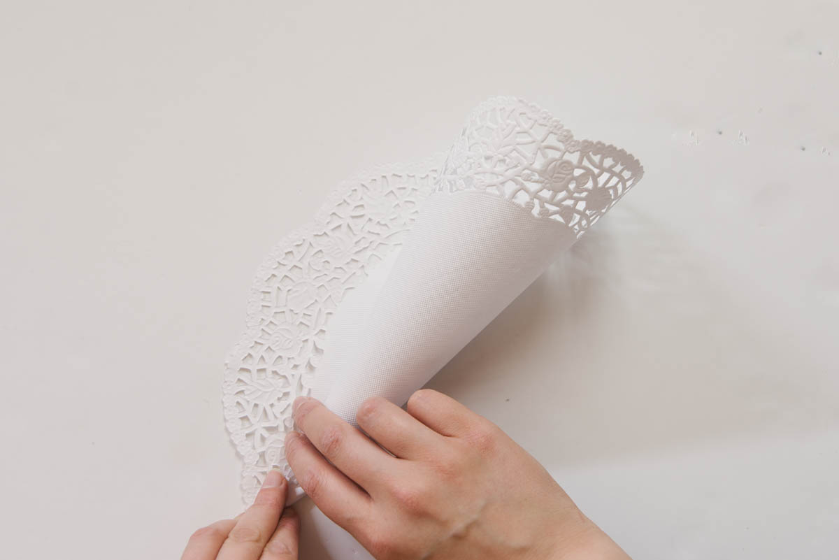 how to make a rose petal cone with paper doiley 2 Image Polka Dot Bride