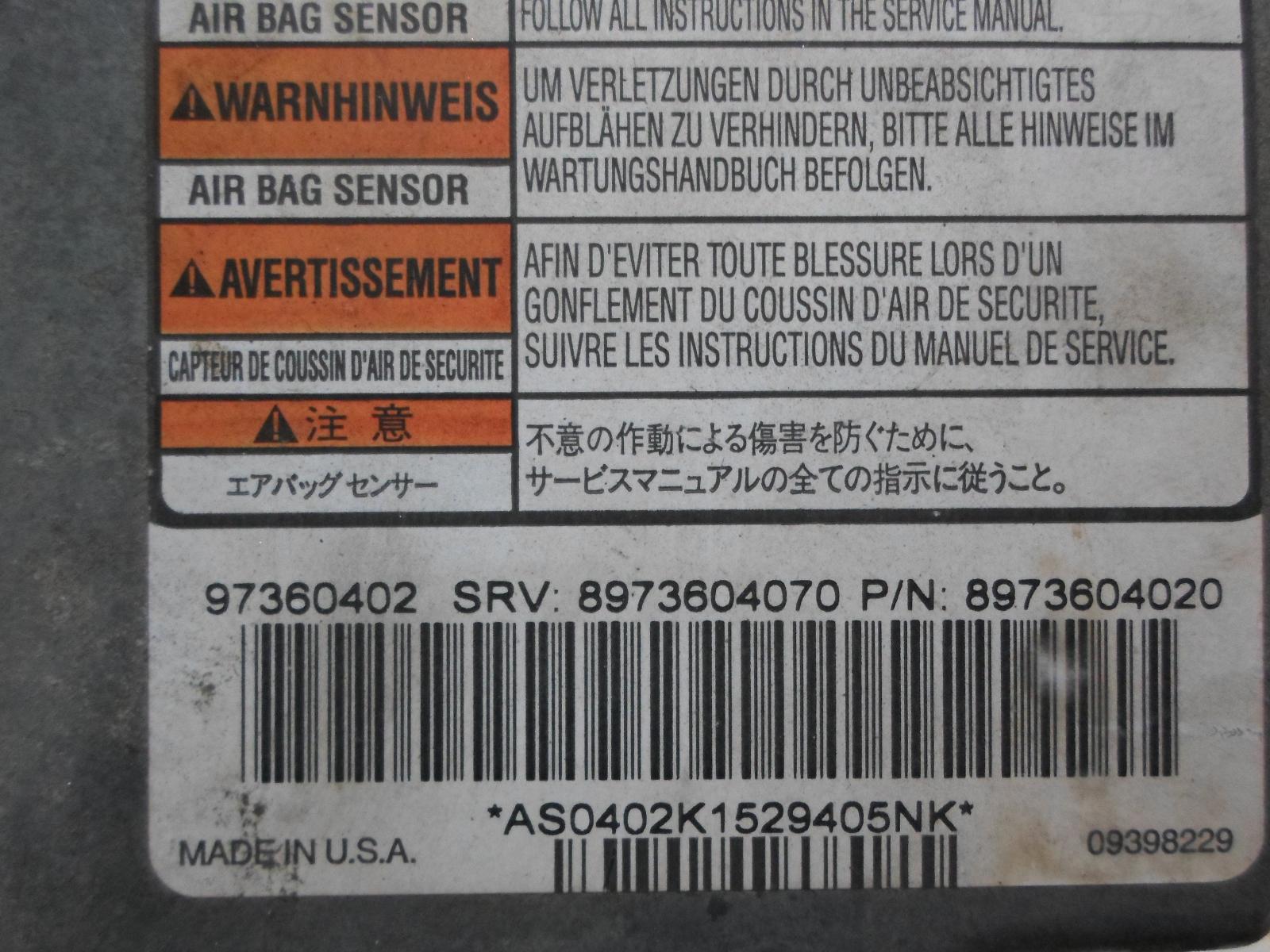 View Auto part Airbag Module/Sensor Holden Rodeo 2006