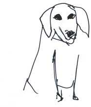 A slightly isolated dog logo