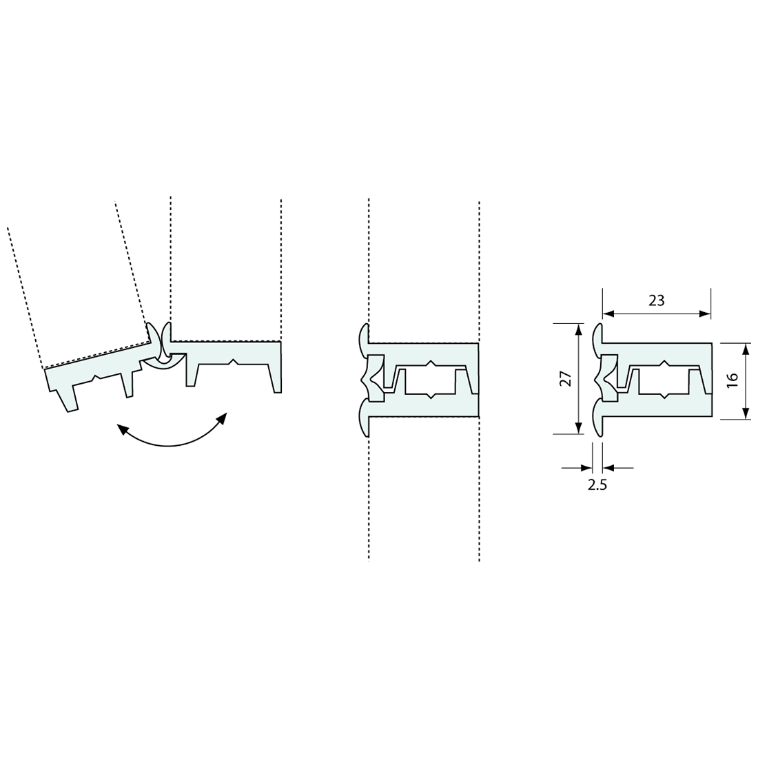 Continuous Hinge Black 0.6m