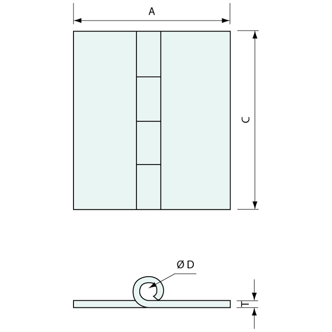 Butt Hinge Aluminium Weld On 84x75mm