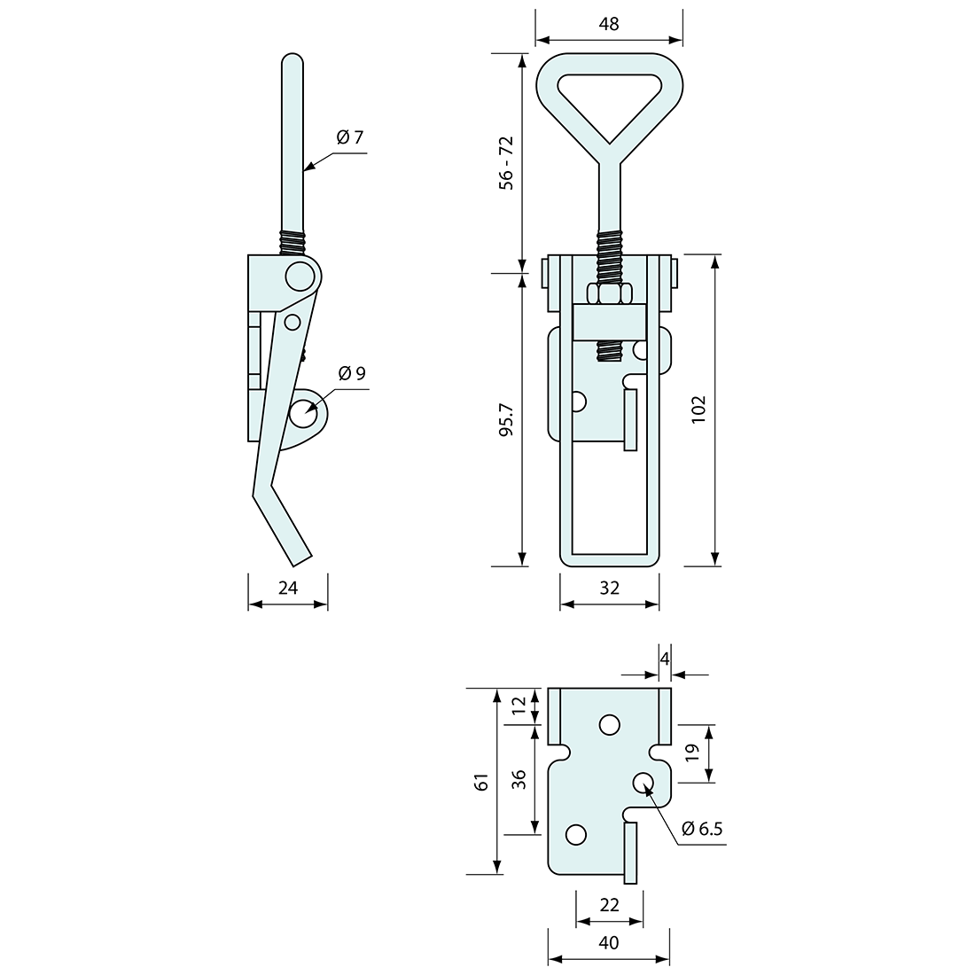 Hold Down Latch Large Padlockable Zinc Plated 160mm