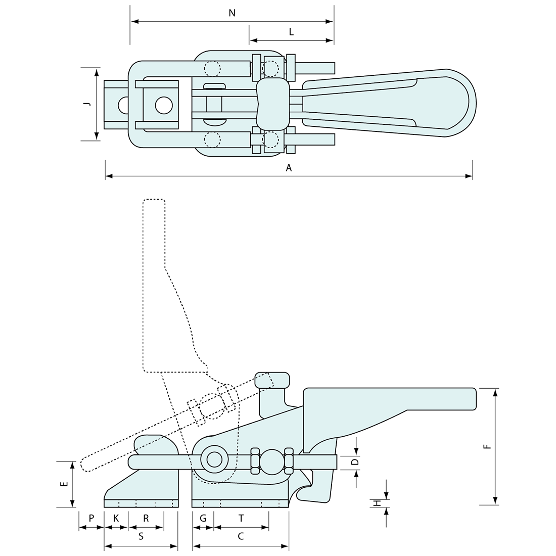 Hold Down Latch Zinc 105mm Safety Release