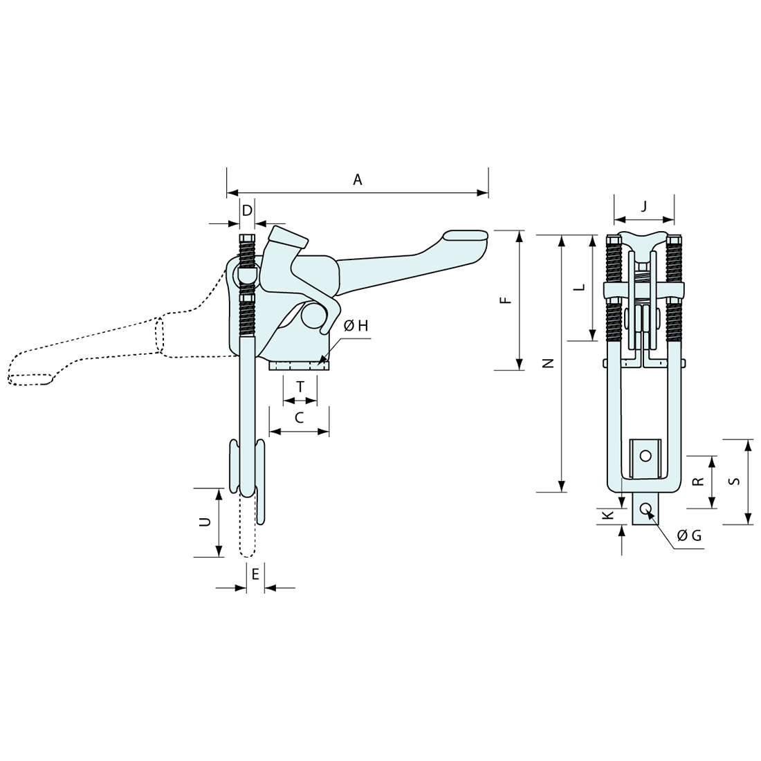 Hold Down Latch with Safety Release Zinc Plated 90deg 120mm