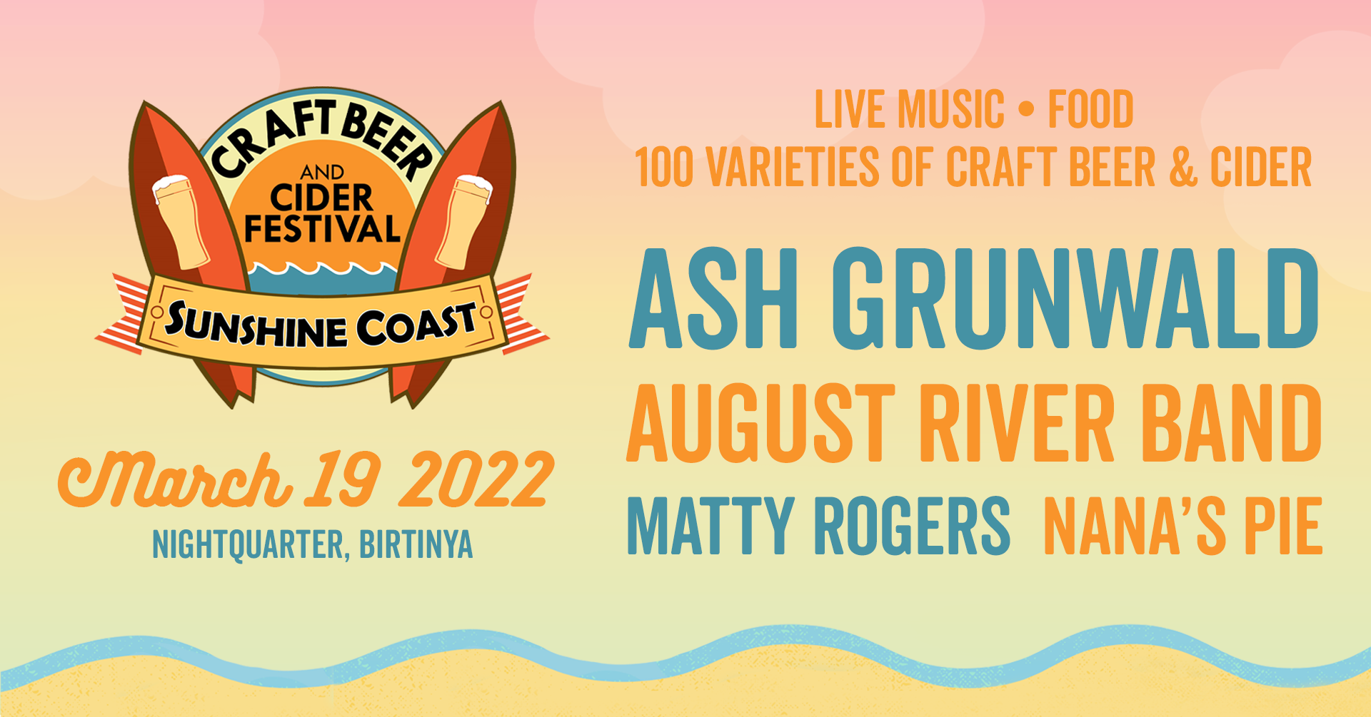 Buy SUNSHINE COAST CRAFT BEER & CIDER FESTIVAL tickets, QLD 2022 Moshtix