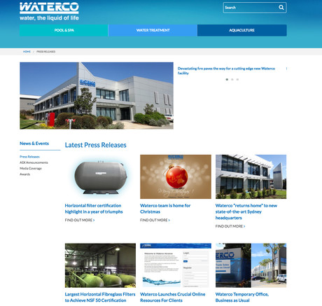 Waterco unveils new website Waterco website press releases