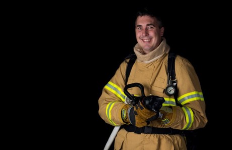 Simulator provides safe training for firefighters Flaim trainer 01 flaim systems chief technology officer james mullins wearing system