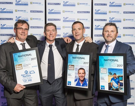 Jim's Pool Care wins trifecta at SPASA National Awards of Excellence Jims pool care national award winners with brettblair
