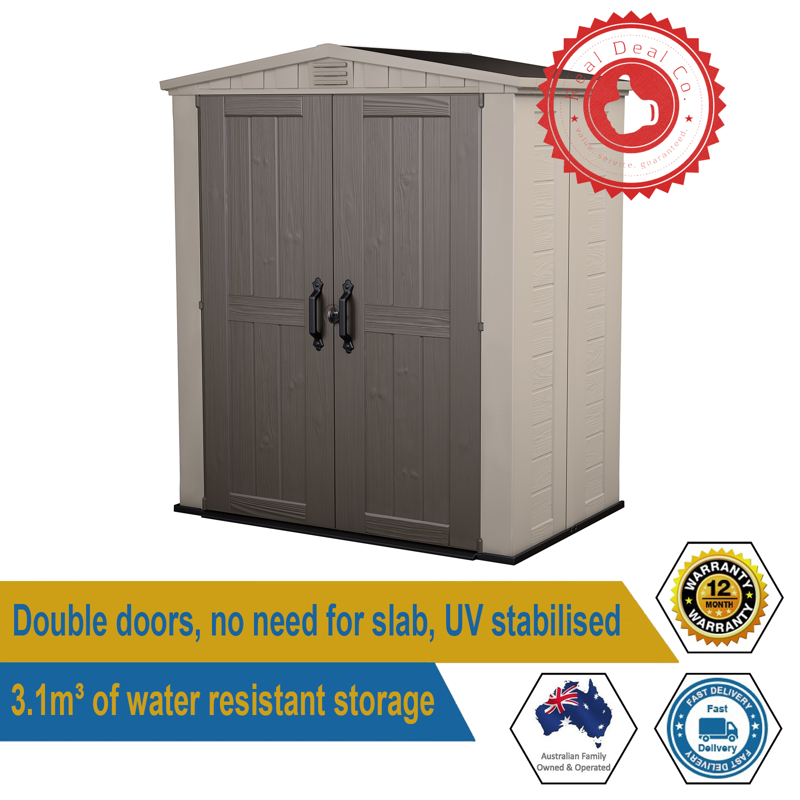 Keter Factor 6x3 Garden Shed Outdoor Storage Wood Shelf Support Steel