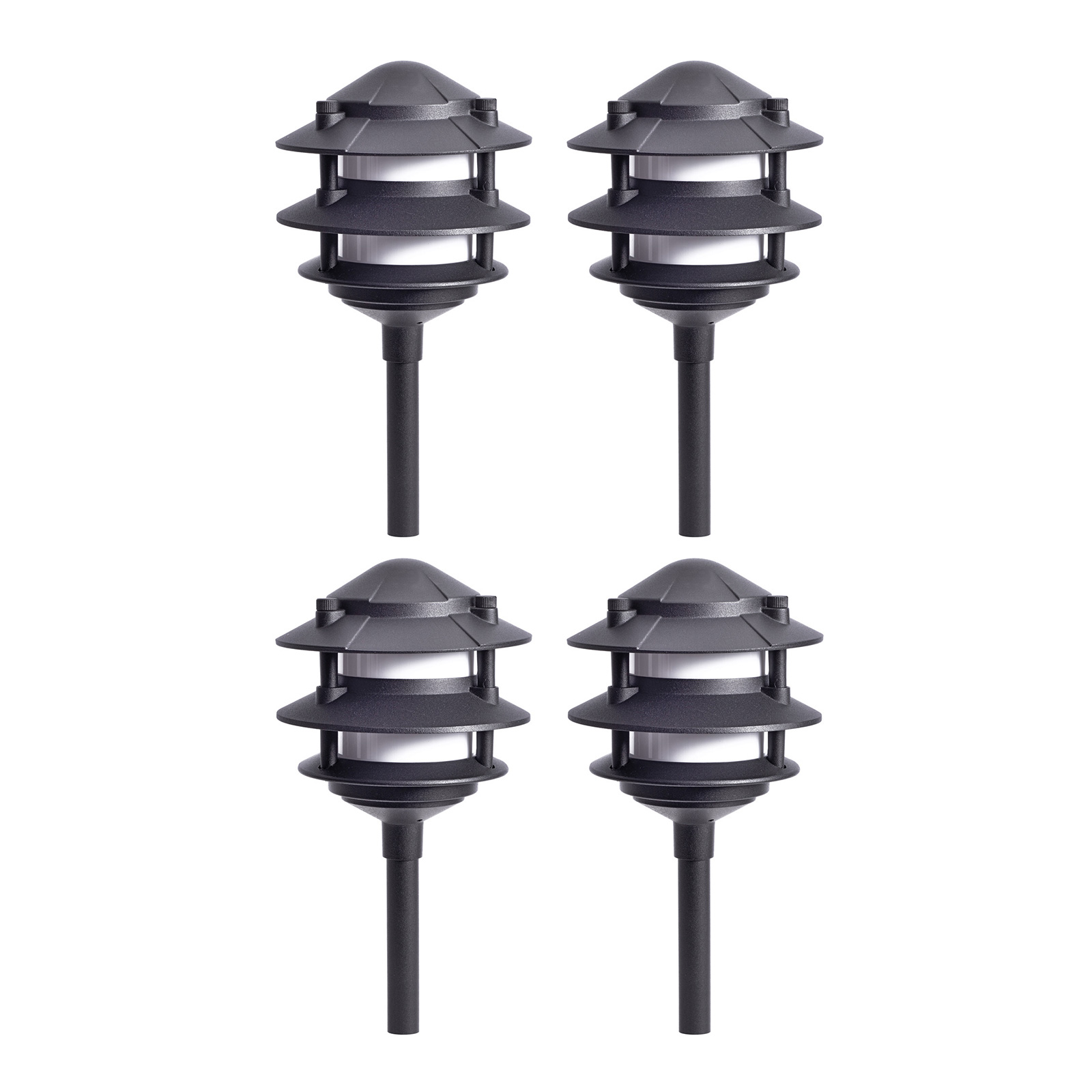 (Multi-Pack) 3-Tier Low Voltage Garden Path Lights Cast Aluminum 12V 1.3W Black - Picture 10 of 11