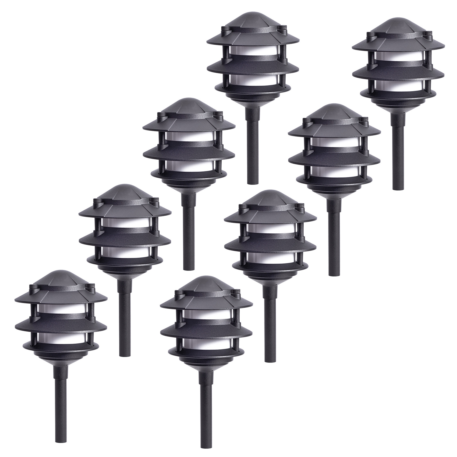 (Multi-Pack) 3-Tier Low Voltage Garden Path Lights Cast Aluminum 12V 1.3W Black - Picture 11 of 11