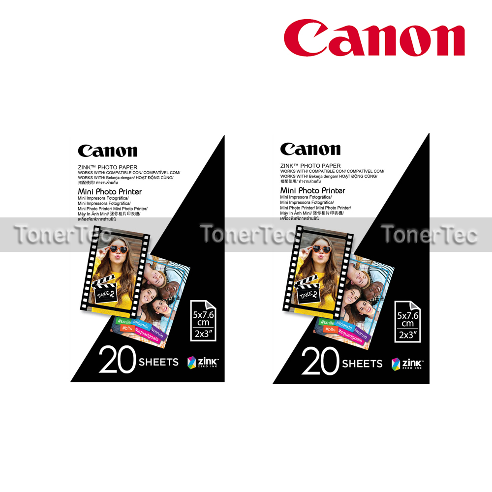 2xCanon Zink Mini Photo Printer Paper 2"x3" Total 40xSheets Bundle