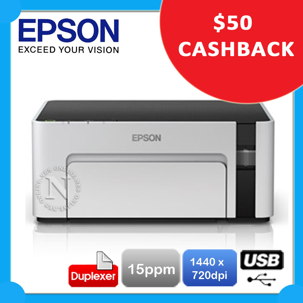 Epson EcoTank ET-M1100 Single Function Mono USB Ink Tank Printer *$50 CASHBACK* | eBay
