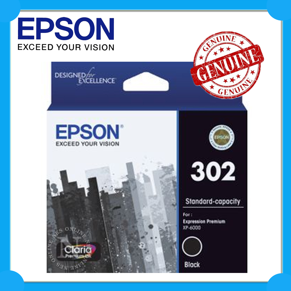 Epson Genuine 302 BLACK Ink Cartridge for Expression Premium XP6000