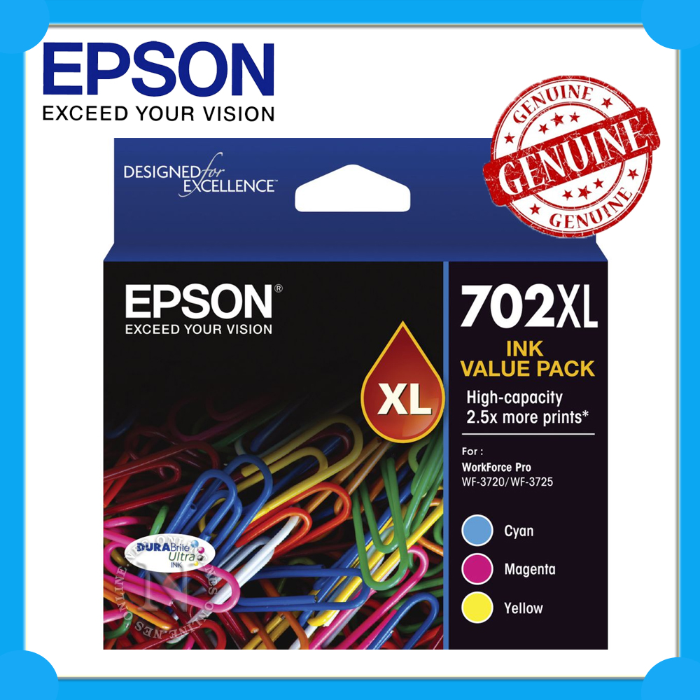 Epson Genuine 702XL C/M/Y (x3) High Yield Ink Pack>WF3720/WF3725 [T345592] eBay