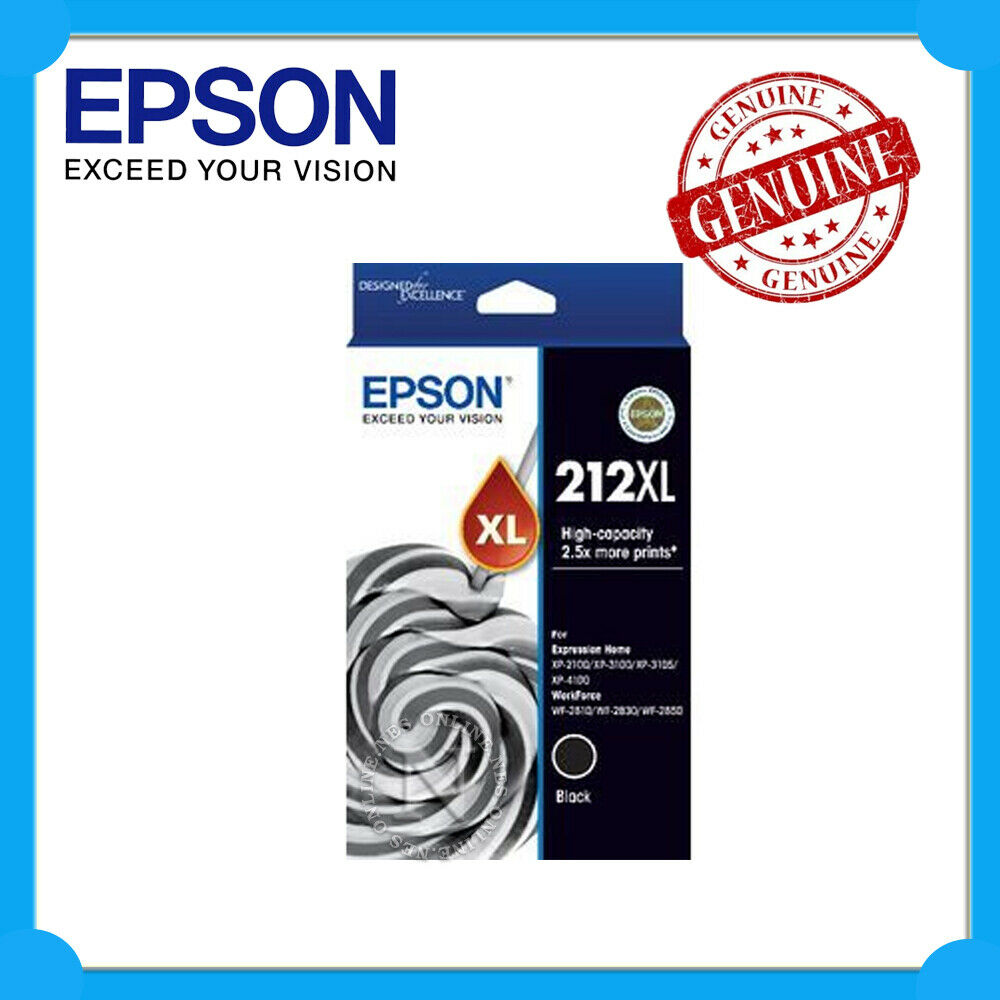 Epson Genuine #212XL HY Black INK->Workforce WF2810 WF2850 XP2100 XP3100 XP3105 9314020631443 | eBay
