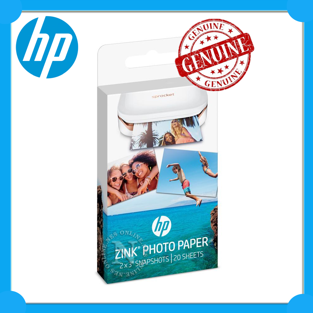 HP Genuine Zink 2x3" StickyBacked 20 Sheets Photo Paper for Sprocket