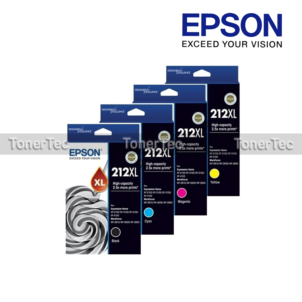 Epson Genuine #212XL-BK/C/M/Y 4x Ink Set for WF2810 WF2830 WF2850 ...