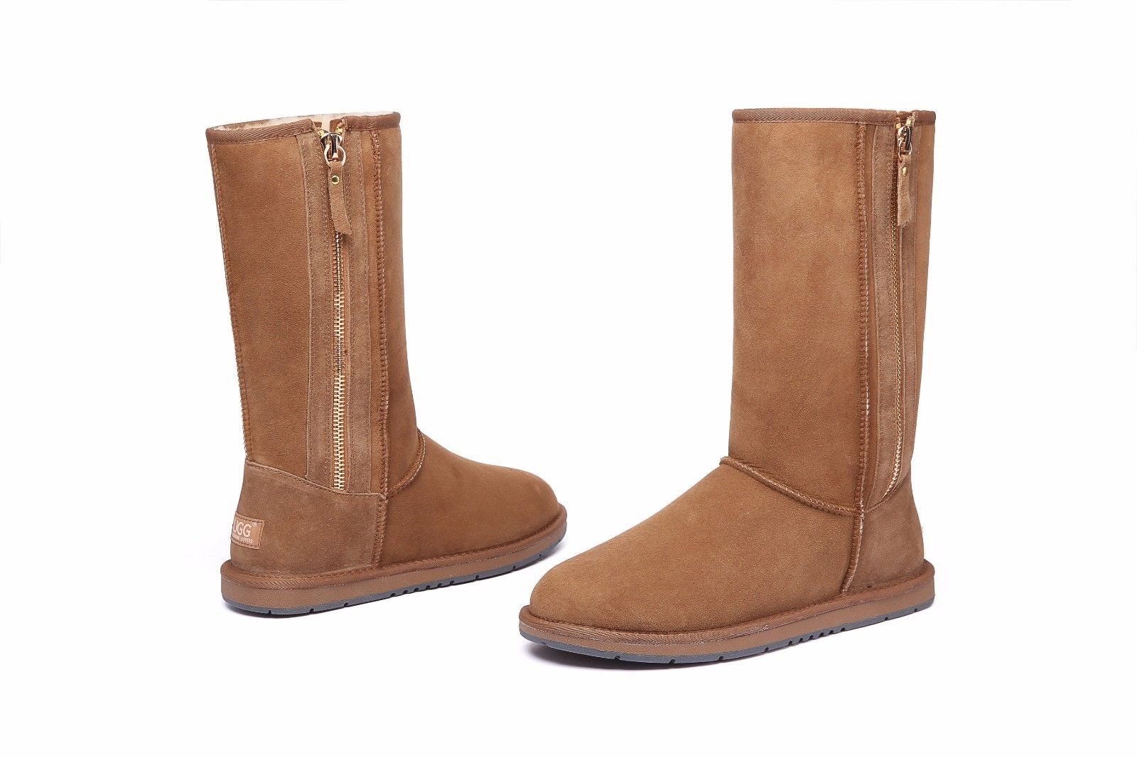 AS UGG Boots Tall Side Zip, Premium Australian Double Faced Sheepskin