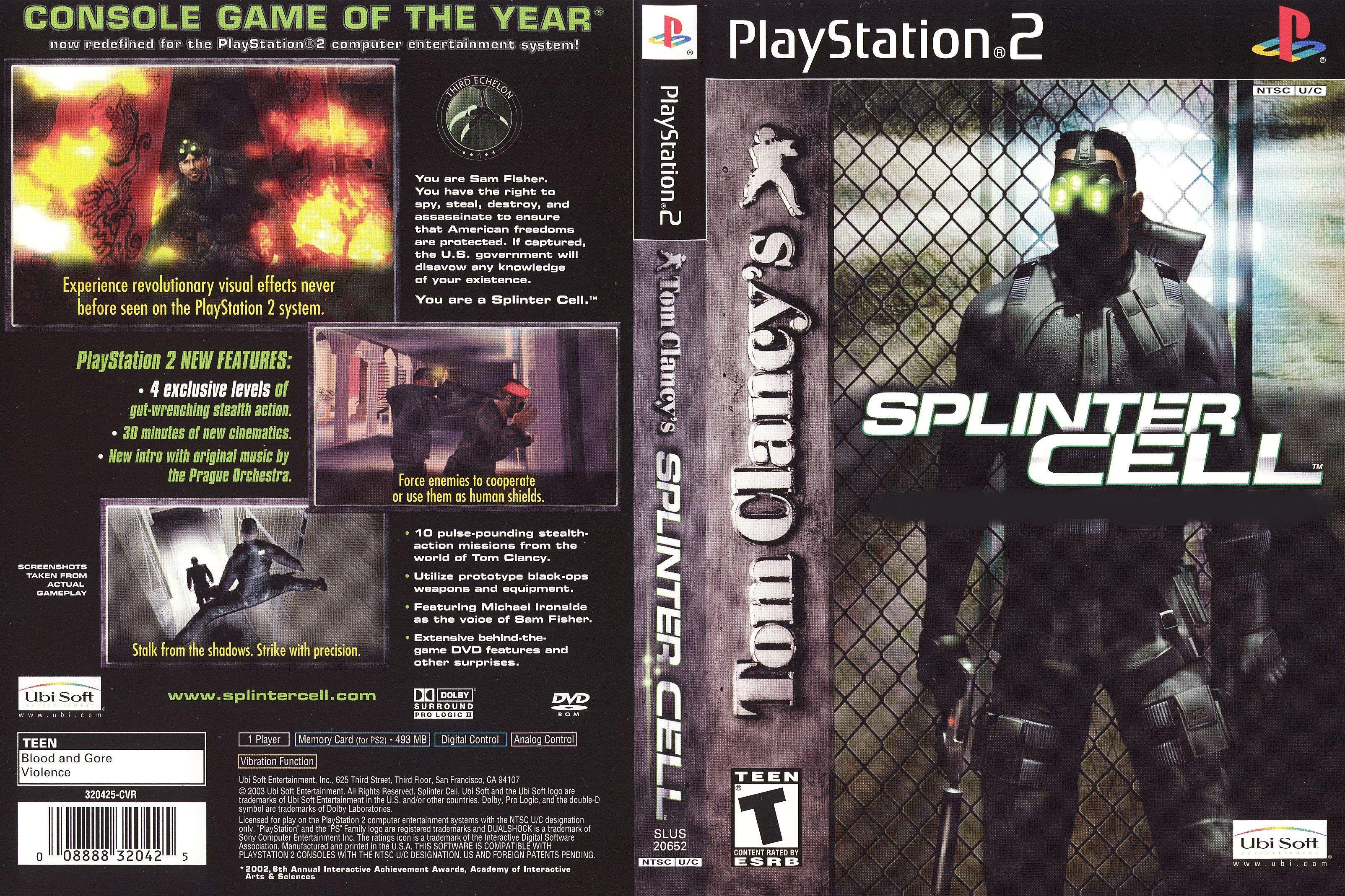 splinter cell ps2 games