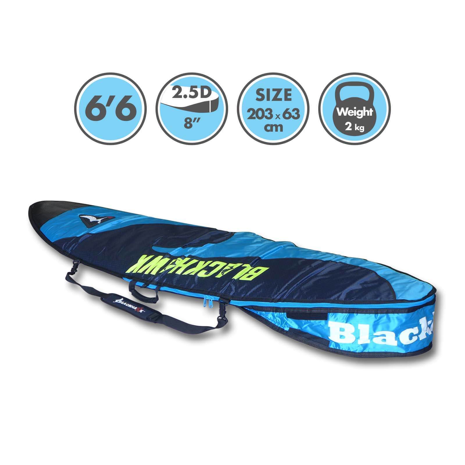 BLACKHAWK PREMIUM SURFBOARD TRAVEL CARRY 2.5DFIT SURF BAG SIZE 6'6 7'6