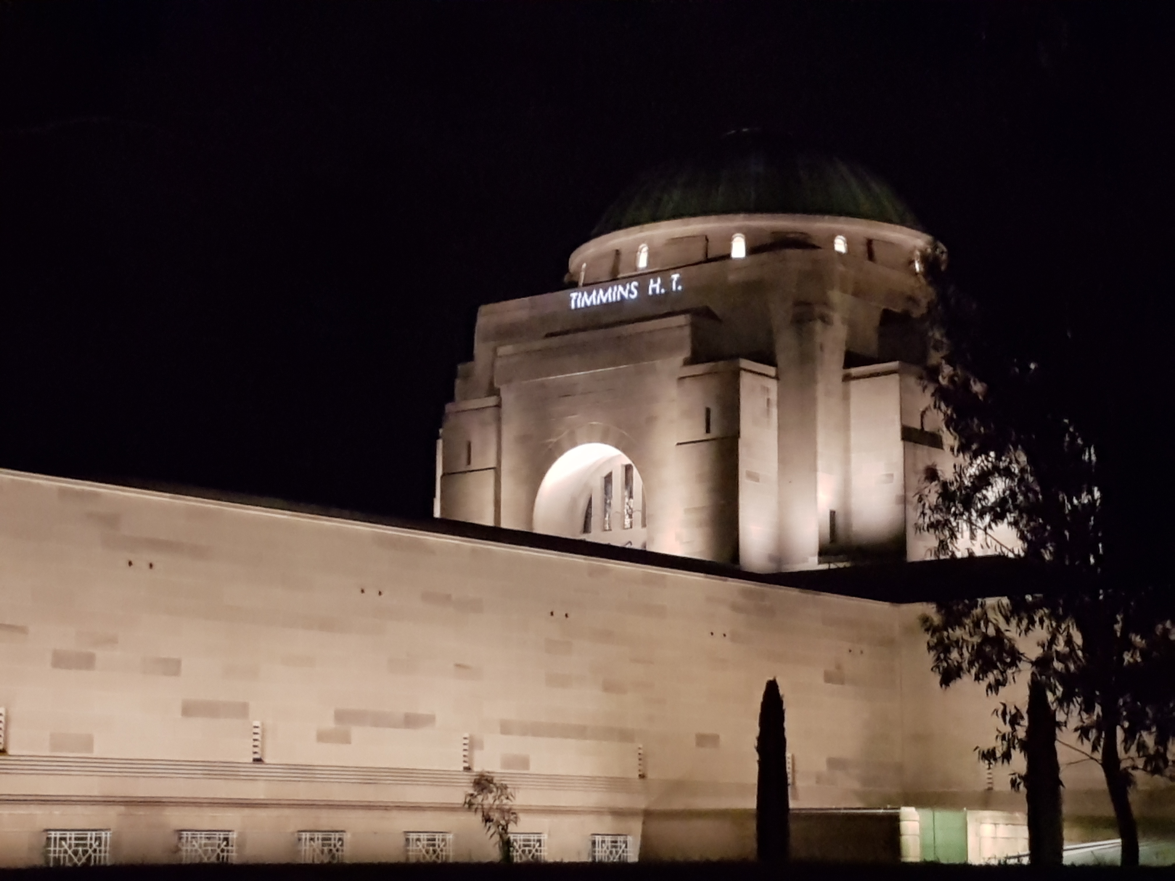 Projection of Name HT Timmins Australian War Memorial 2017