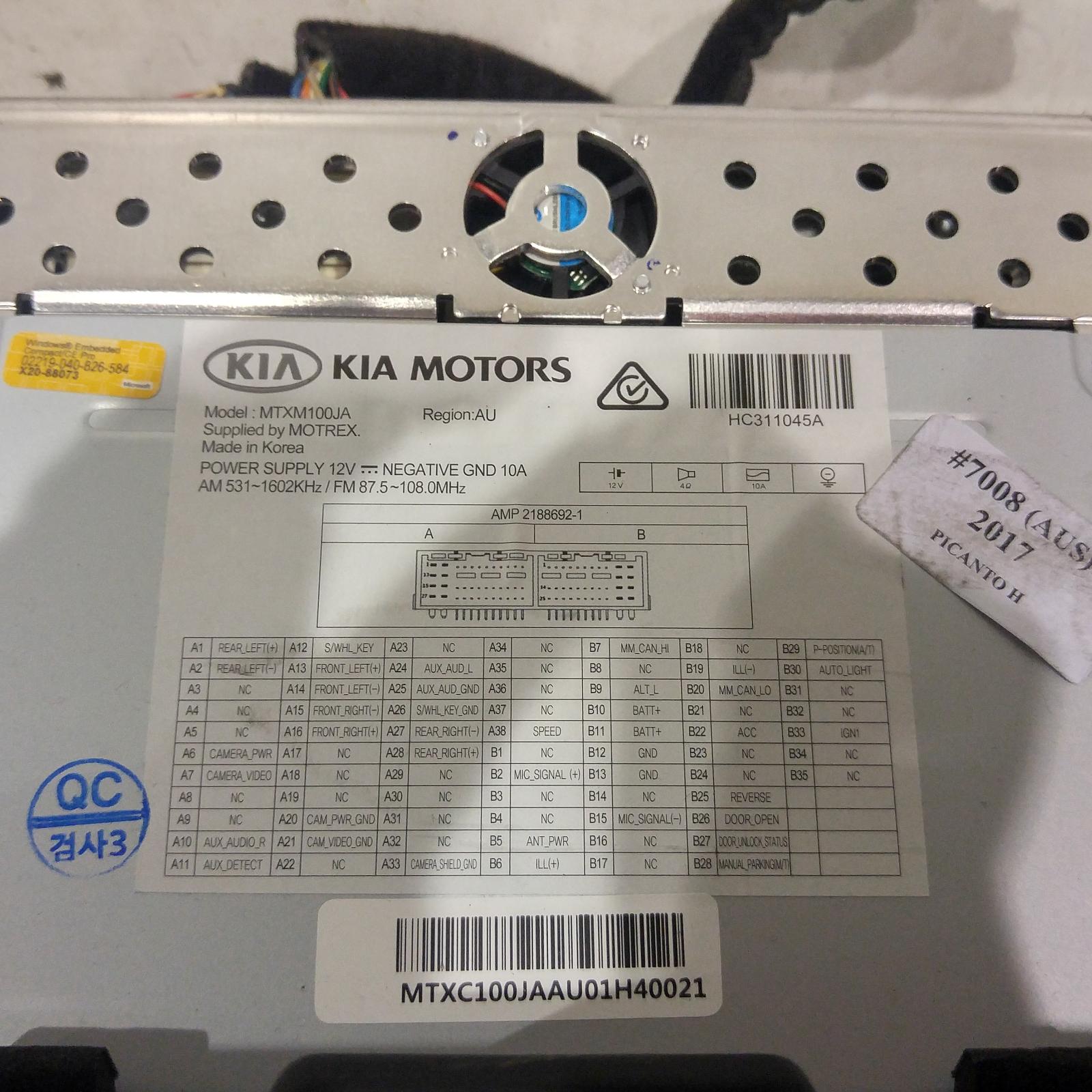 Picanto Stereo/head Unit 2017-2020 display unit,7in touchscreen,ja,05/17-07/20 00007008 #150892