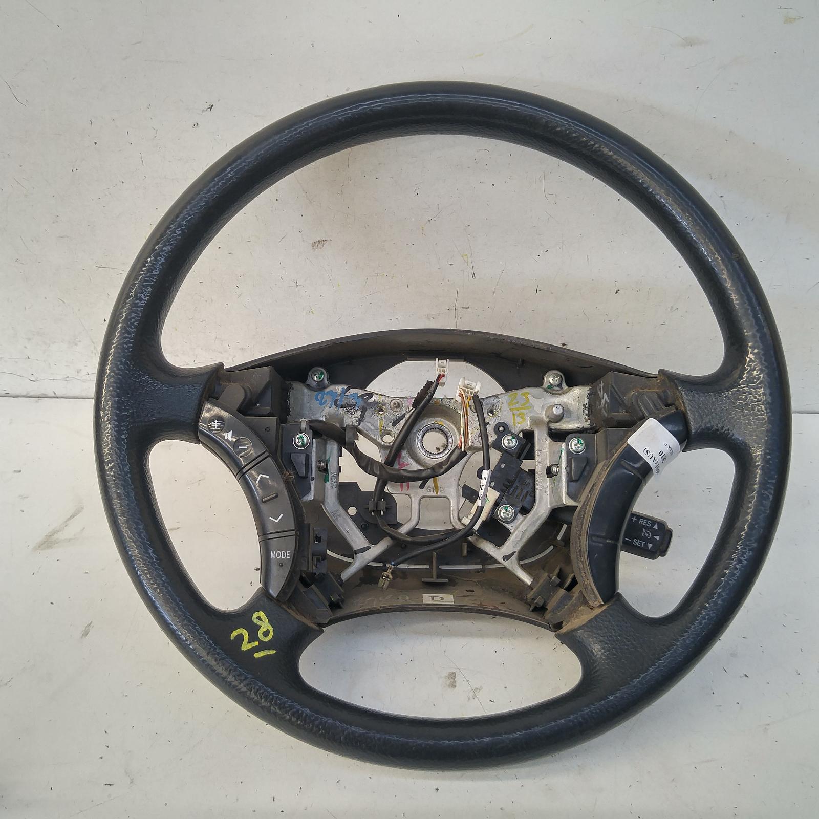 167830, Used steering wheel for 2010 hilux vinyl, black, w/ cruise