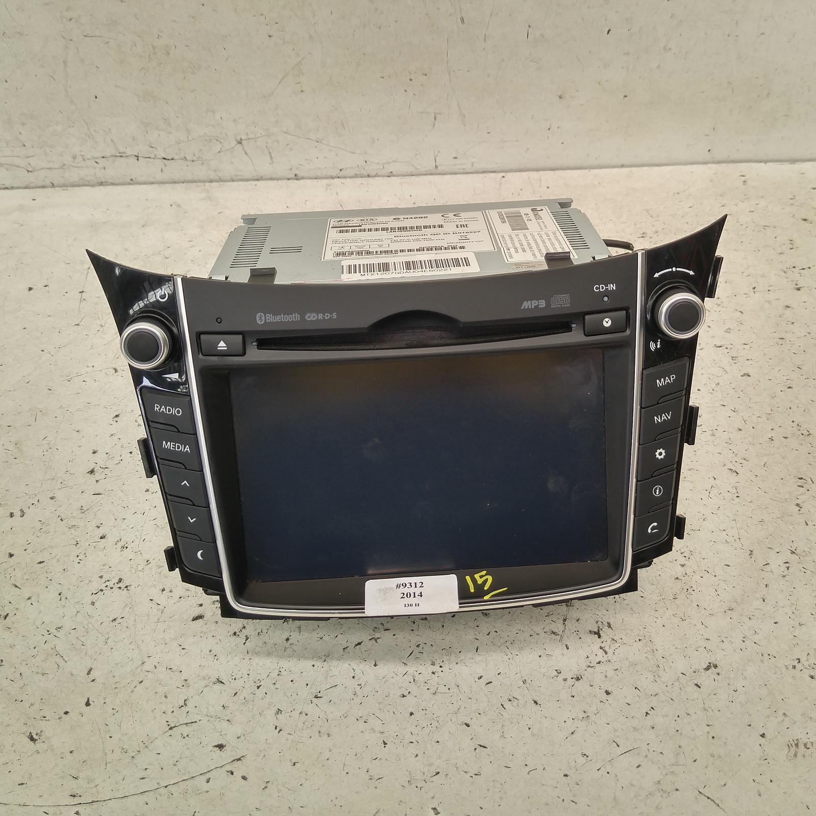 I30 Stereo/head Unit 2012-2017 7in touch screen,w/ sat nav,gd,03/12-02/17 00009312 #205325