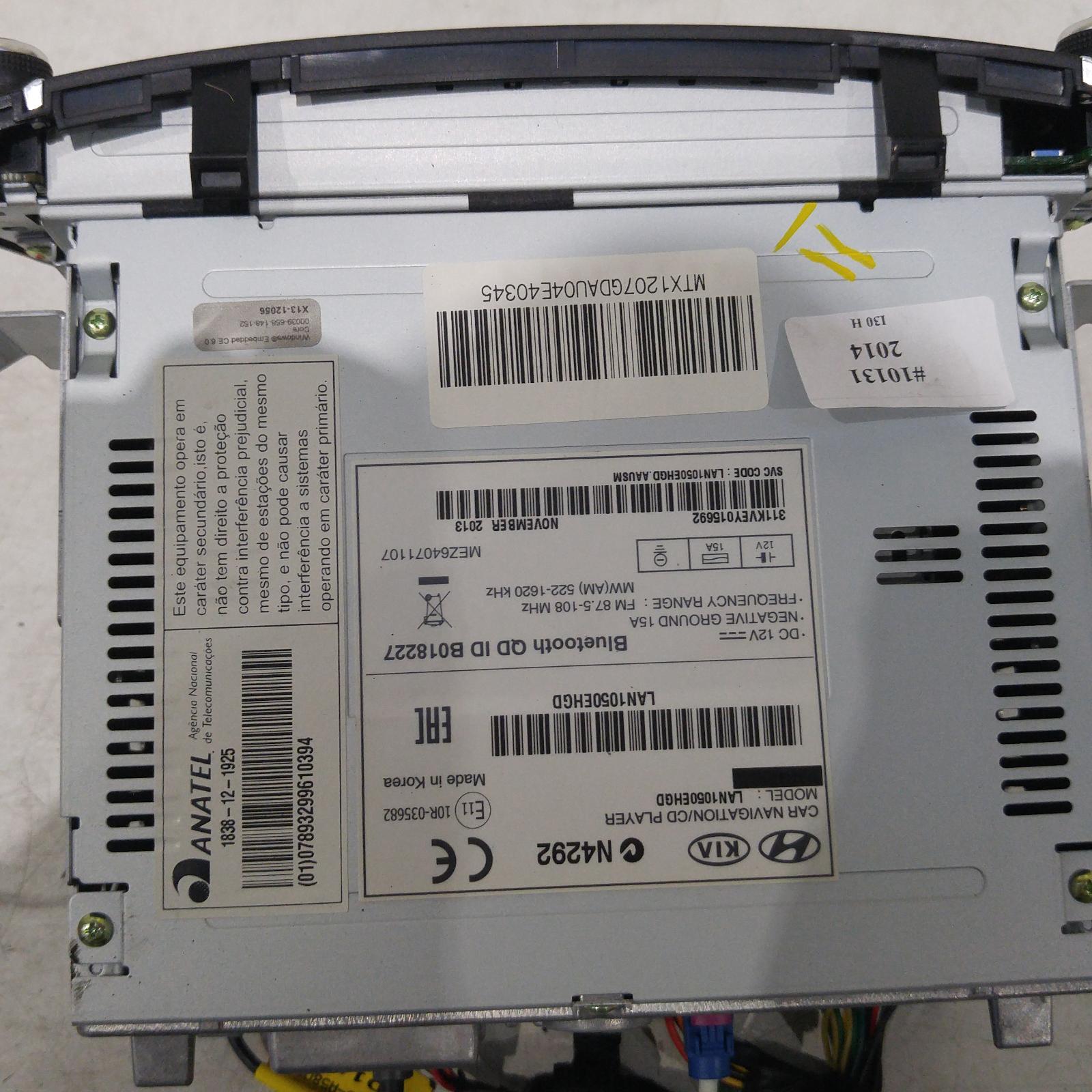 I30 Stereo/head Unit 2012-2017 7in touch screen,w/ sat nav,gd,03/12-02/17 00010131 #228936