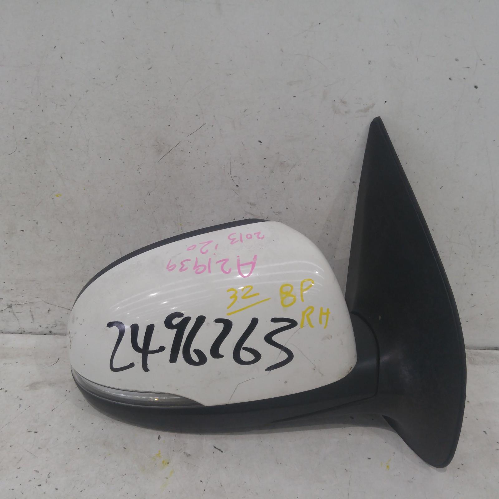 I20 Door Mirror Right 2012-2015 pb,power folding,w/ flasher type,03/12-12/15 partwh #230677