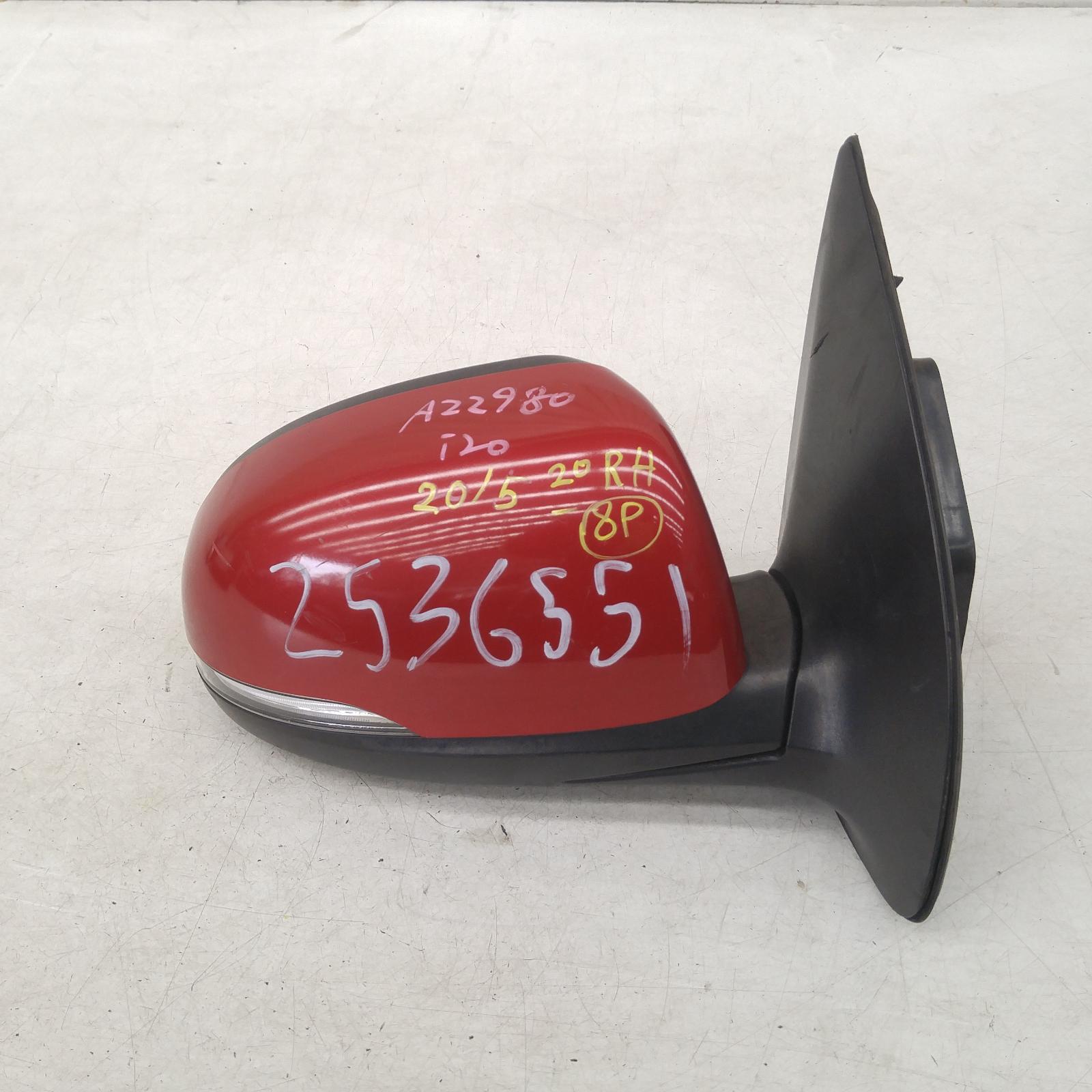 I20 Door Mirror Right 2012-2015 pb,power folding,w/ flasher type,03/12-12/15 partwh #250848