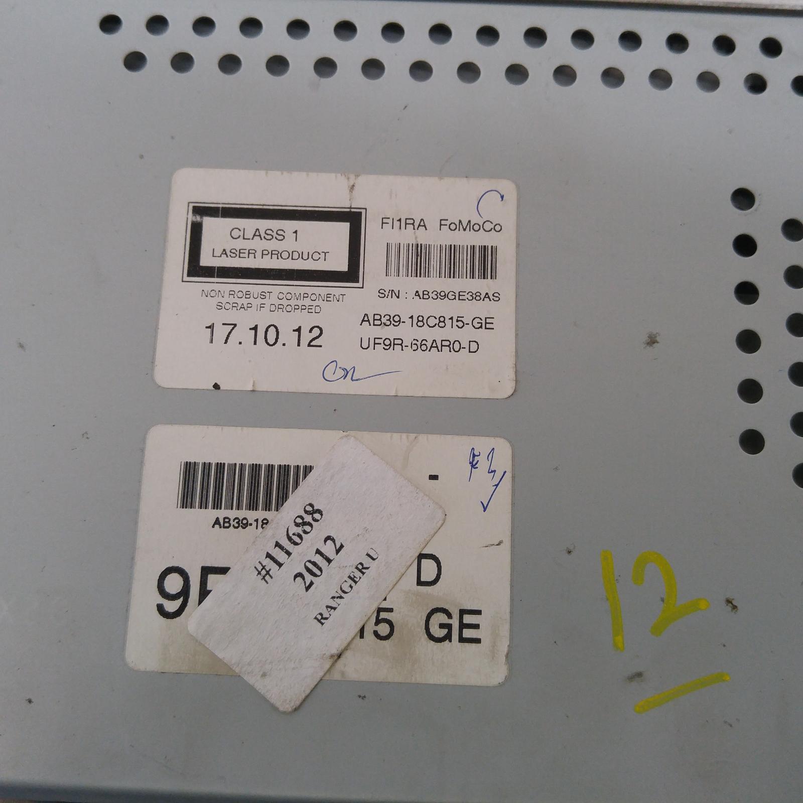 Ranger Stereo/head Unit 2011-2015 head unit only (not including screen),non sat nav type,px series 1,06/11-06/15 00011688 #275719