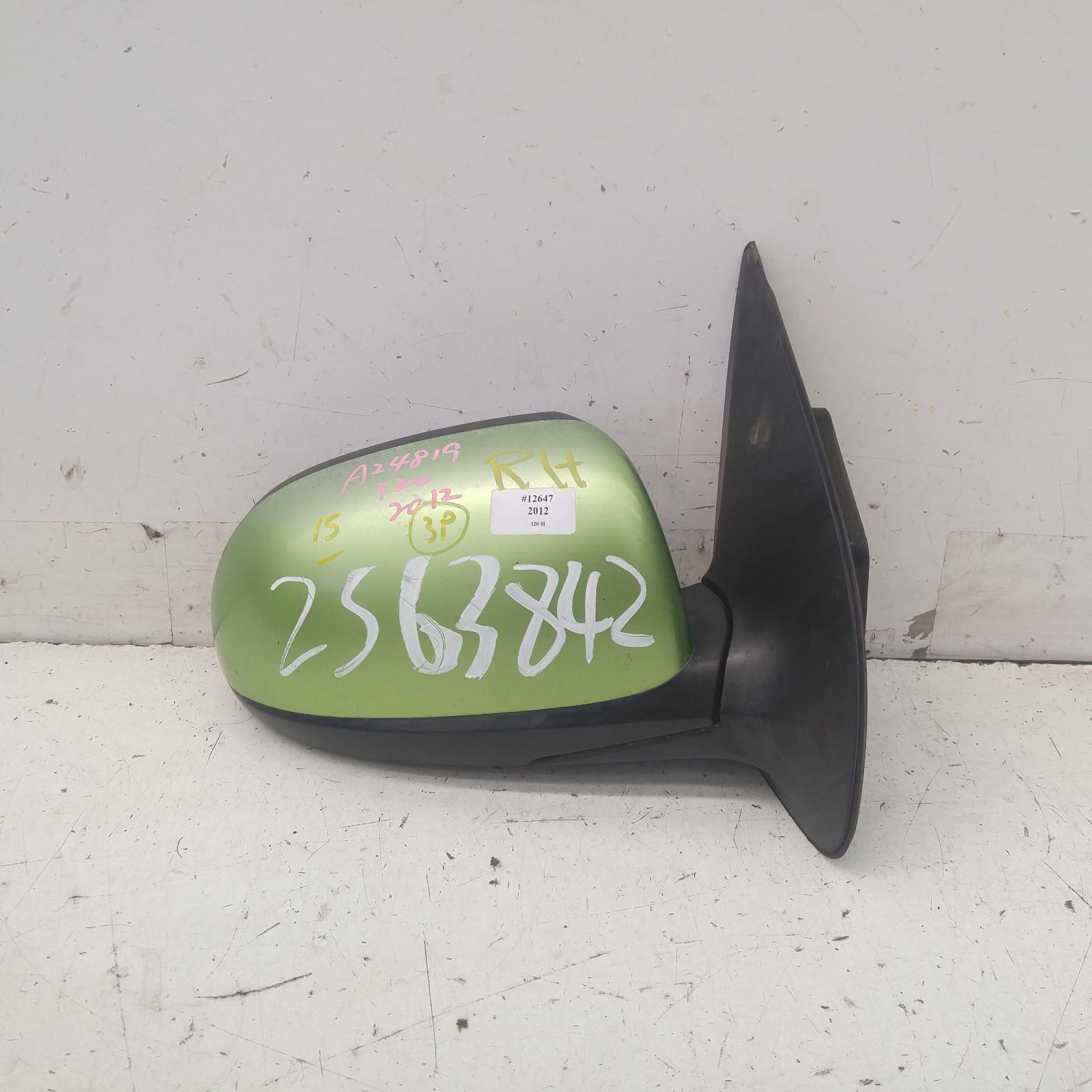 I20 Door Mirror Right 2010-2015 pb,manual folding,non flasher type,07/10-12/15 00012647 #290672