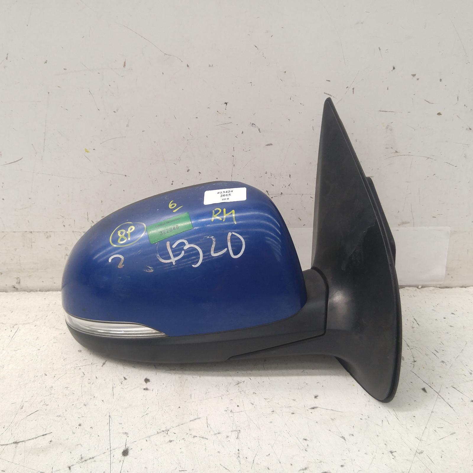 I20 Door Mirror Right 2012-2015 pb,power folding,w/ flasher type,03/12-12/15 00013424 #312859