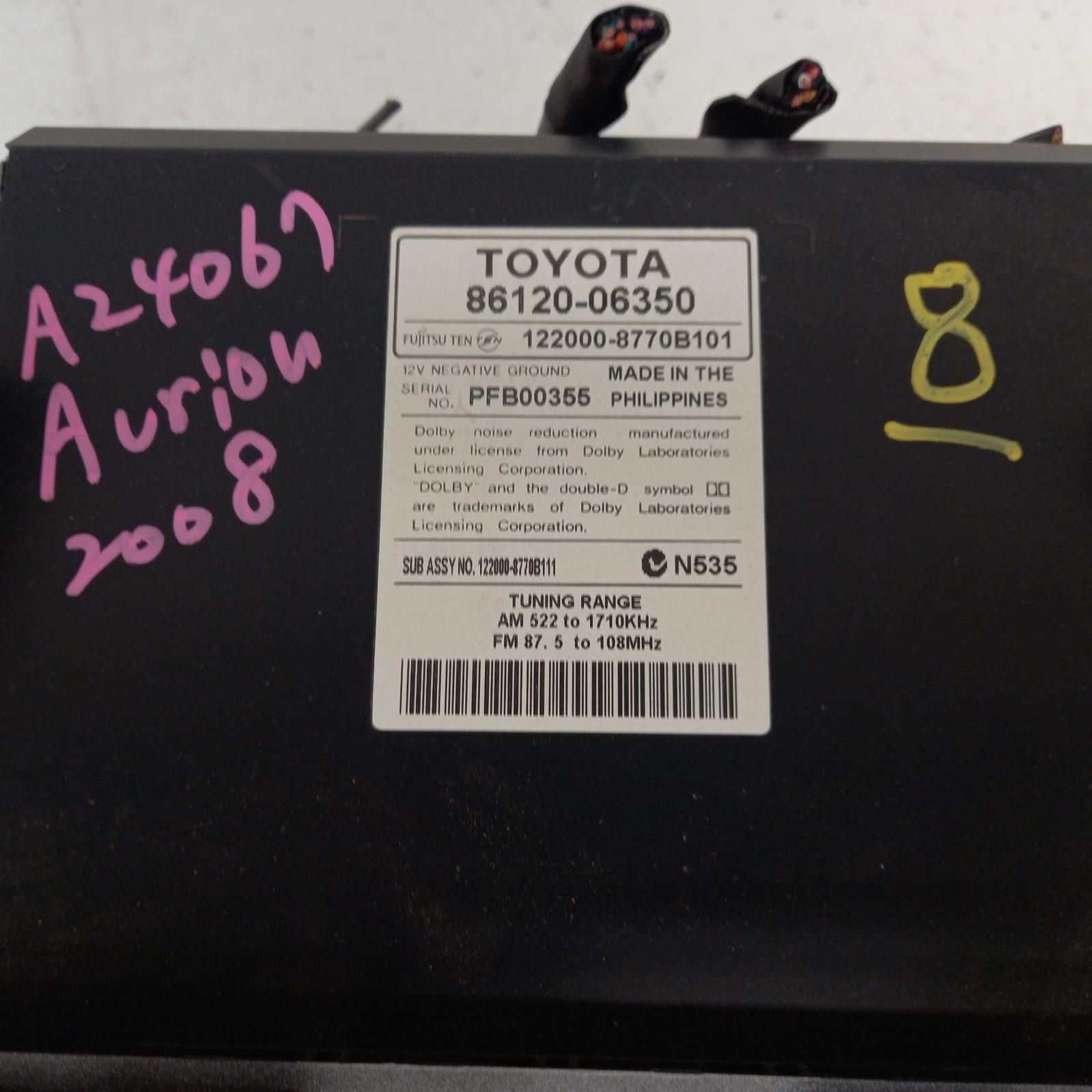Aurion Stereo/head Unit 2006-2012 cd player,gsv40r,10/06-03/12 partwh #378469
