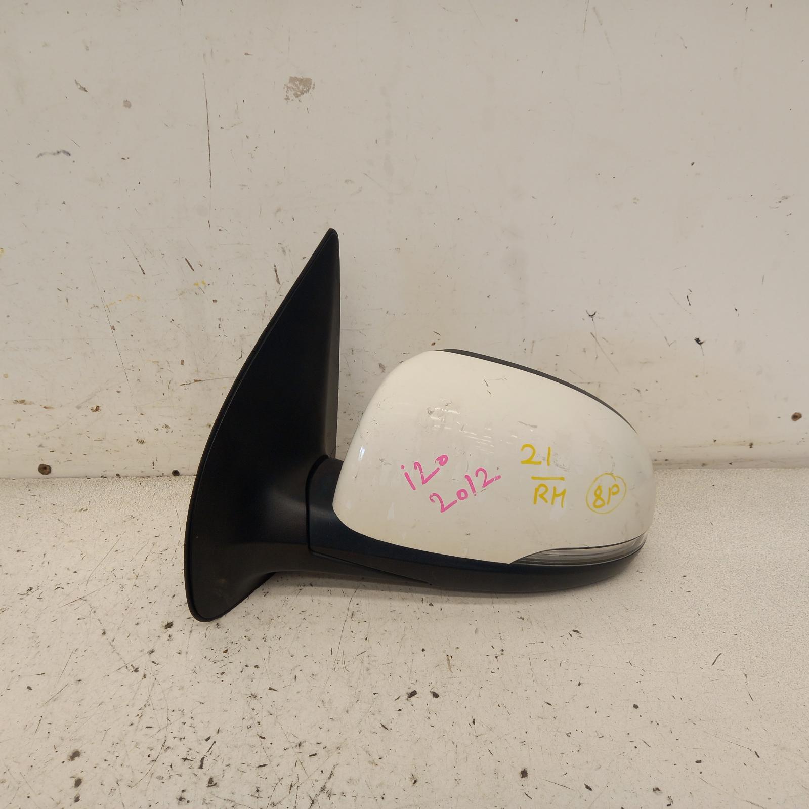 I20 Door Mirror Left 2012-2015 pb,power folding,w/ flasher type,03/12-12/15 partwh #538694