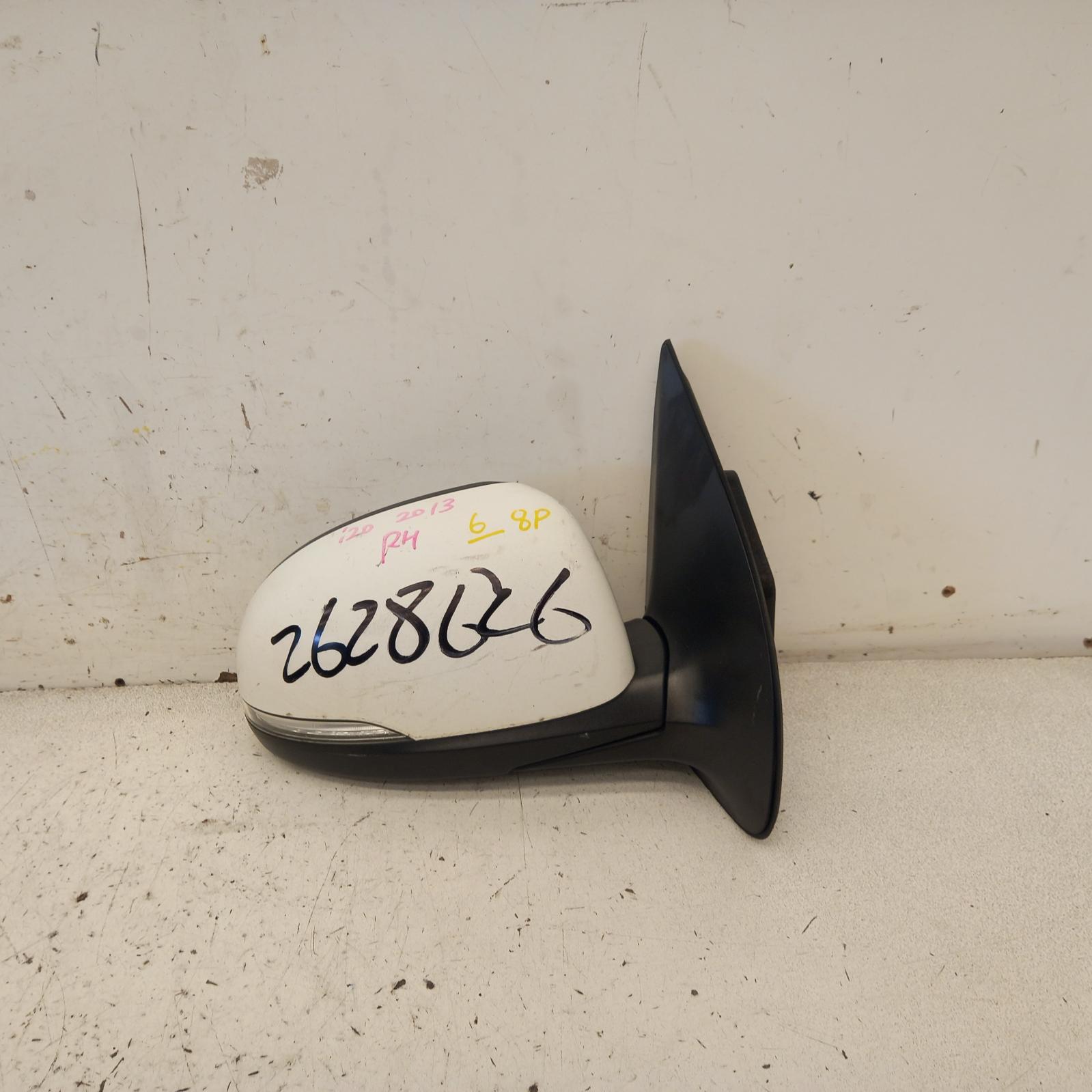 I20 Door Mirror Right 2012-2015 pb,power folding,w/ flasher type,03/12-12/15 partwh #538679