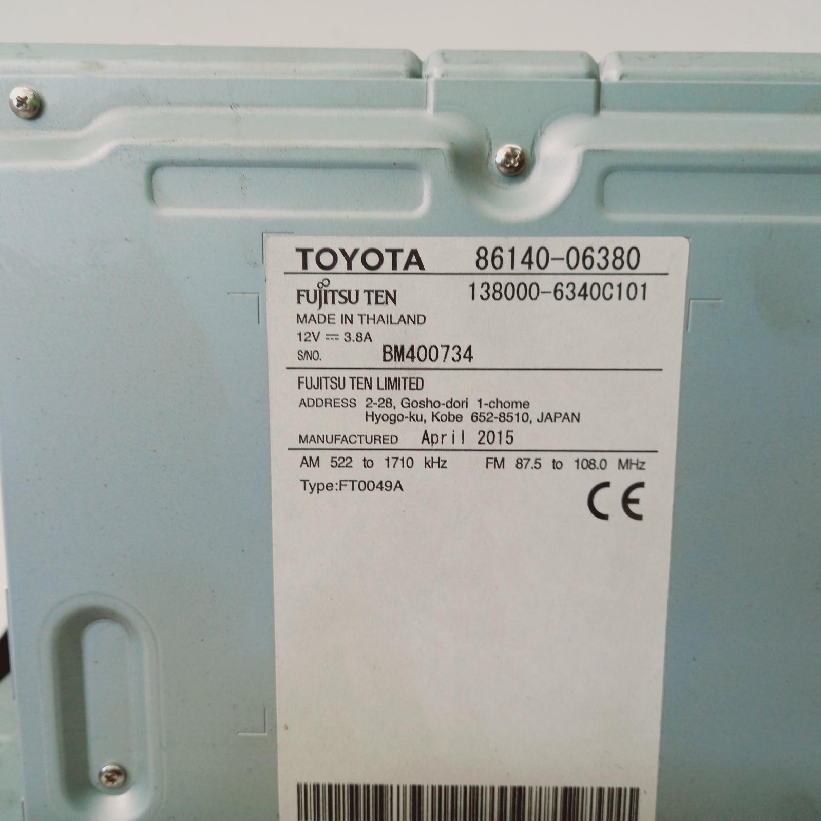 Camry Stereo/head Unit 2015-2017 6.1in touchscreen (p/n on face 100457),asv50/avv50,05/15-10/17 00019080 #563317