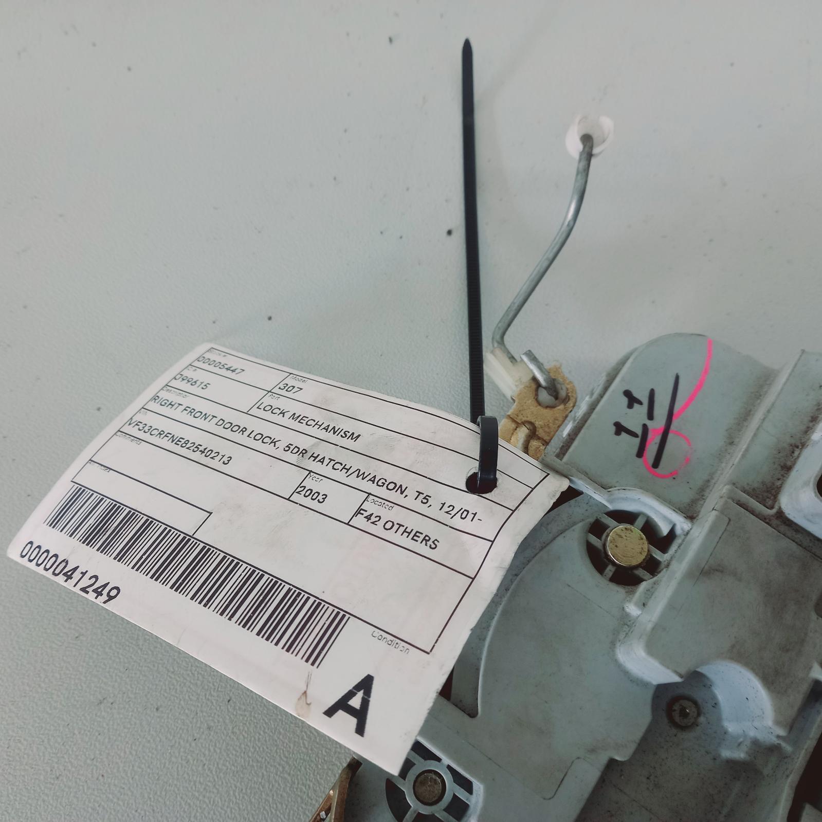 307 Door/boot/gate Lock 2001-2008 right front door lock,5dr hatch/wagon,t5,12/01-12/08 partwh #569890