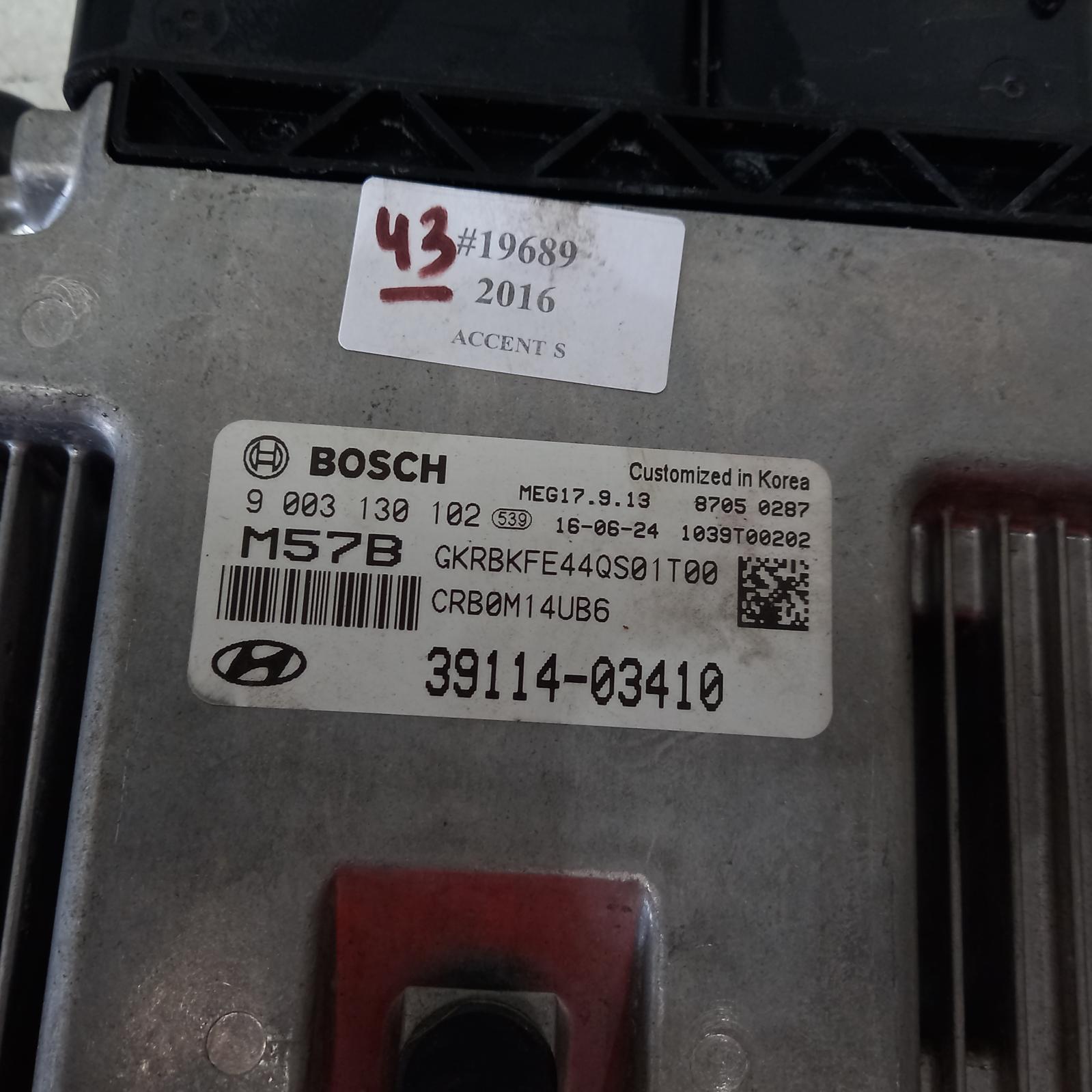 Accent Ecu 2015-2019 engine ecu,1.4,g4lc,auto t/m,ecu only,rb,06/15-12/19 00019689 #609408