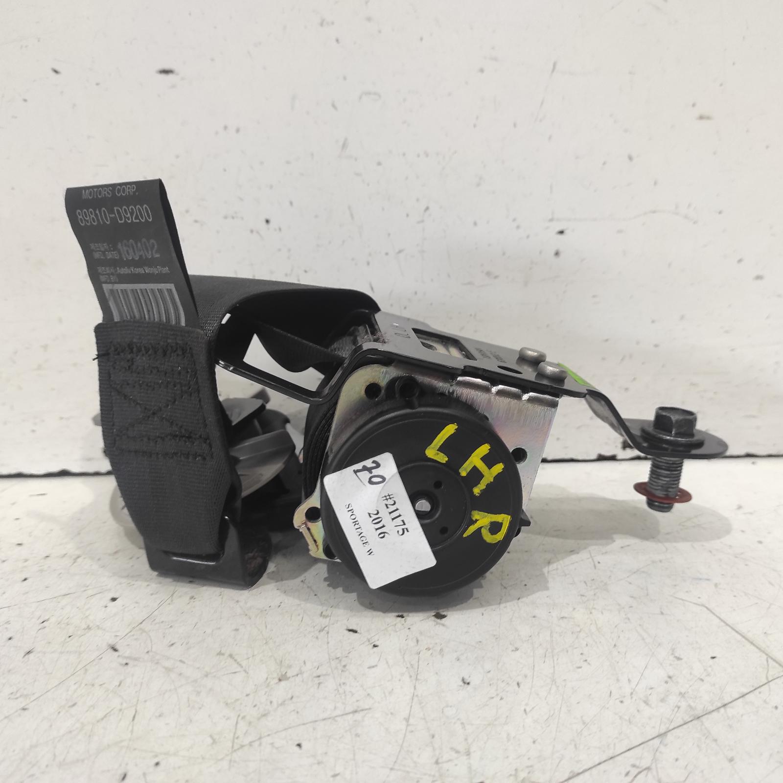 Sportage Seat Belt Stalk 2015-2021 lh rear,seat belt only (no stalk),ql,10/15-08/21 00021175 #633987